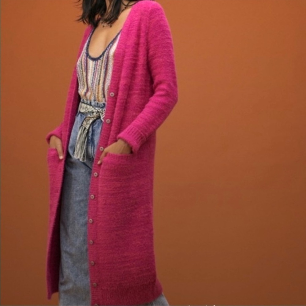 EUC Anthropologie Pilcro Longline Cardigan Pink Size XS